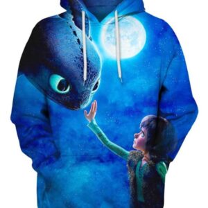 Toothless x Hiccup all over print 3d hoodie