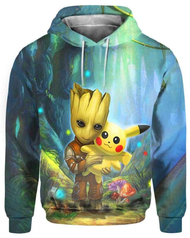 Baby Groot Hug Cute Pikachu - 3D All over print | Style for Your Life