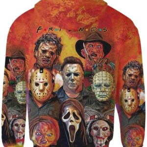 Horror Friends Halloween Characters all over print Hoodie T-shirt - All Over Apparel - www.secrettees.com
