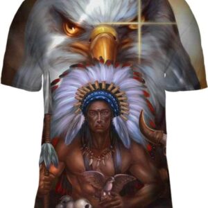 Indian Chief And Eagle - All Over Apparel - T-Shirt / S - www.secrettees.com
