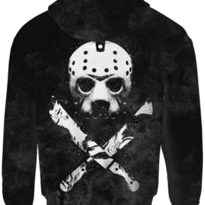 Jason Voorhees Mask Hoodie T-shirt - All Over Apparel - www.secrettees.com