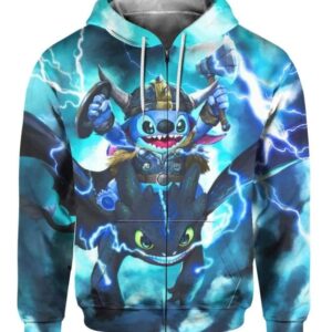 Stitch Toothless Viking - All Over Apparel - Hoodie / S - www.secrettees.com