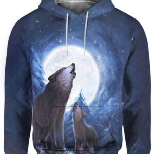 Wolves Moon Night - All Over Apparel - Hoodie / S - www.secrettees.com